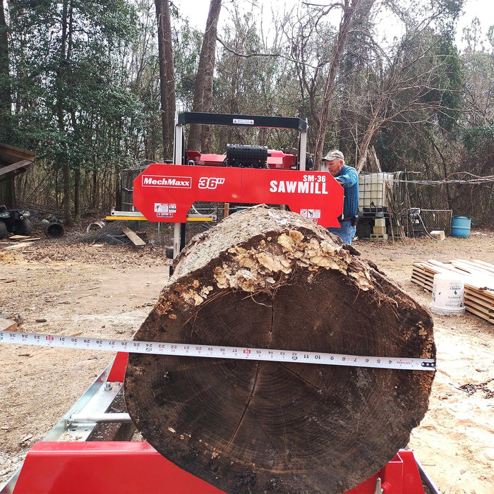 36" MAX Portable Sawmill,  25HP 750cc ZONSEN V-Twin Engine,  35" Board — detail view