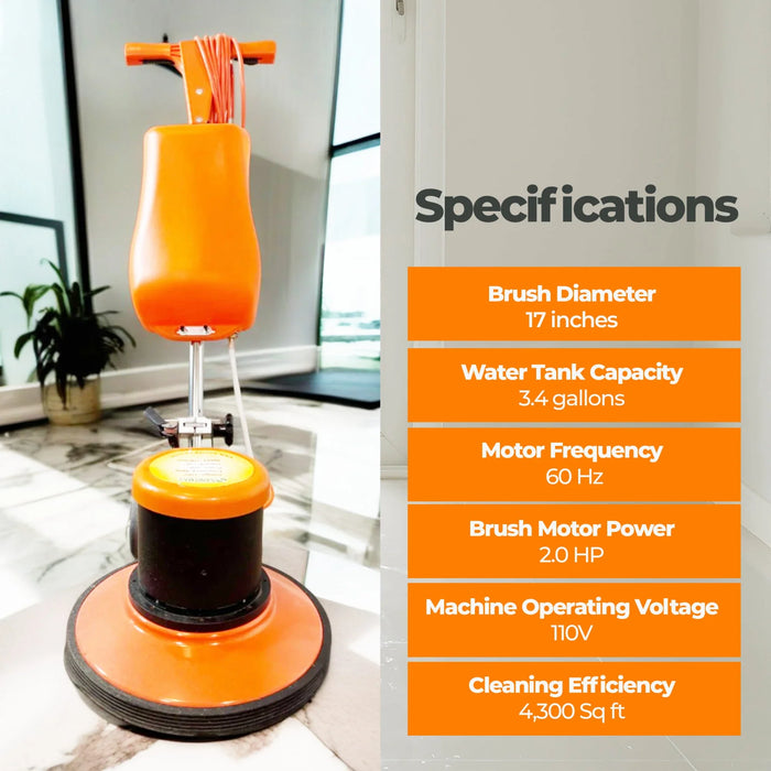 SANITMAX SM421AC 17" Professional Multi-Functional Floor Buffer Scrubber - High Power, Large Capacity for... - View 9