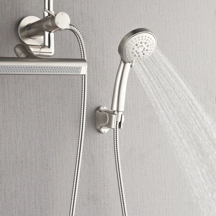 Forno Acqua Fall Mini 8-Inch Overhead Rainfall Shower with 1.8 GPM Flow Rate, Handheld, 7 Way Diverter, Body Jets in Brushed Nickel (SMW1BN-C8)