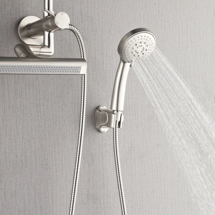 Forno Acqua Fall Mini 9-Inch Overhead Rainfall Shower with 2.5 GPM Flow Rate, Handheld, 7 Way Diverter, Body Jets in Brushed Nickel (SMW1BN-C2)