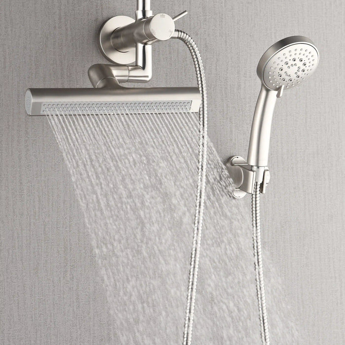 Forno Acqua Fall Mini 9-Inch Overhead Rainfall Shower with 2.5 GPM Flow Rate, Handheld, 7 Way Diverter, Body Jets in Brushed Nickel (SMW1BN-C2)