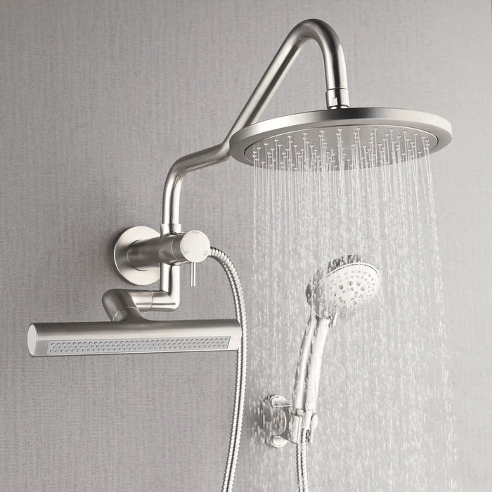 Forno Acqua Fall Mini 8-Inch Overhead Rainfall Shower with 1.8 GPM Flow Rate, Handheld, 7 Way Diverter, Body Jets in Brushed Nickel (SMW1BN-C8)