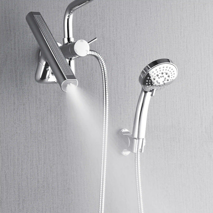 Forno Acqua Fall Mini 9-Inch Overhead Rainfall Shower with 1.8 GPM Flow Rate, Handheld, 7 Way Diverter, Body Jets in Polished Stainless Steel (SMW1CP-C8)