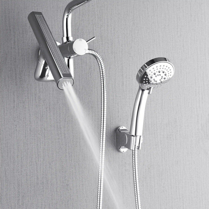 Forno Acqua Fall Mini 9-Inch Overhead Rainfall Shower with 1.8 GPM Flow Rate, Handheld, 7 Way Diverter, Body Jets in Polished Stainless Steel (SMW1CP-C8)