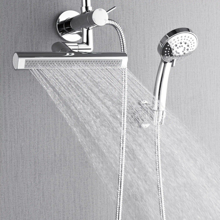 Forno Acqua Fall Mini 9-Inch Overhead Rainfall Shower with 1.8 GPM Flow Rate, Handheld, 7 Way Diverter, Body Jets in Polished Stainless Steel (SMW1CP-C8)