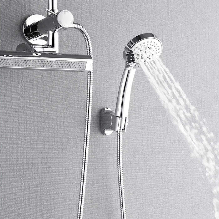 Forno Acqua Fall Mini 9-Inch Overhead Rainfall Shower with 1.8 GPM Flow Rate, Handheld, 7 Way Diverter, Body Jets in Polished Stainless Steel (SMW1CP-C8)