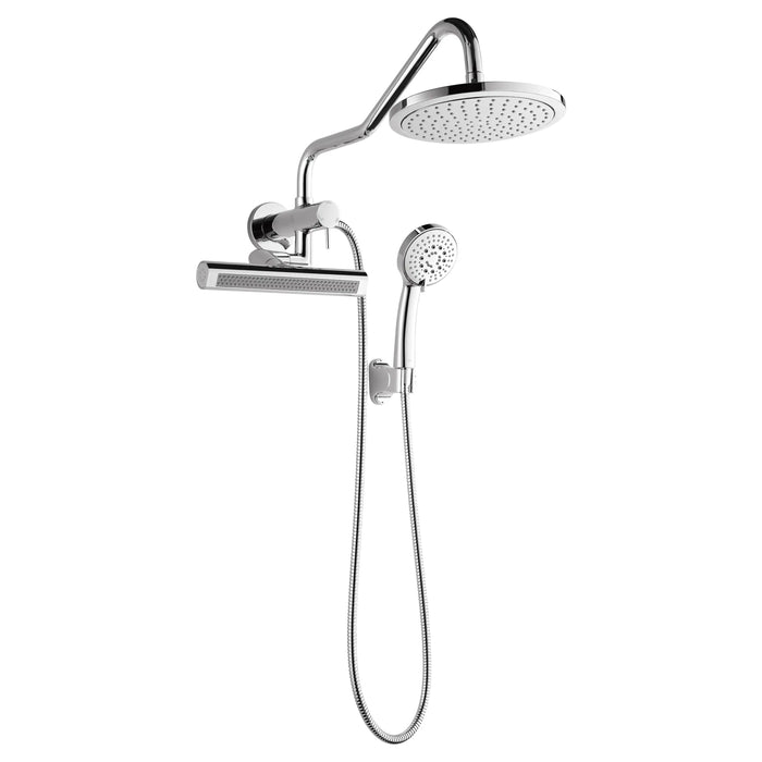 Forno Acqua Fall Mini 9-Inch Overhead Rainfall Shower with 1.8 GPM Flow Rate, Handheld, 7 Way Diverter, Body Jets in Polished Stainless Steel (SMW1CP-C8)
