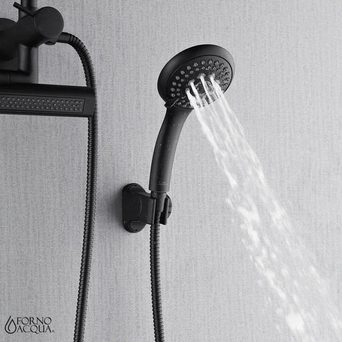 Forno Acqua Fall Mini 8-Inch Overhead Rainfall Shower with 2.5 GPM Flow Rate, Handheld, Body Jets in Matte Black Finish (SMW2BK-C2)