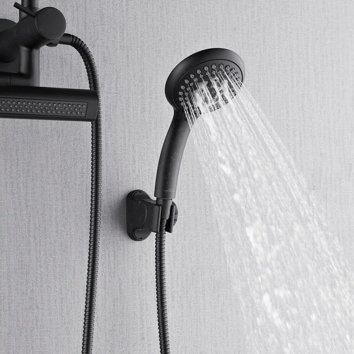 Forno Acqua Fall Mini 8-Inch Overhead Rainfall Shower with 1.8 GPM Flow Rate, Handheld, Body Jets in Matte Black Finish (SMW2BK-C8)