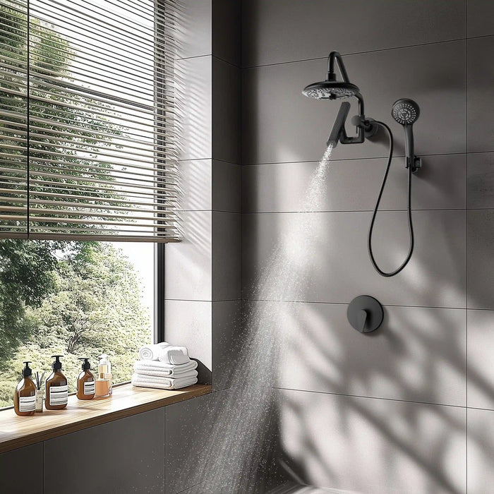 Forno Acqua Fall Mini 8-Inch Overhead Rainfall Shower with 1.8 GPM Flow Rate, Handheld, Body Jets in Matte Black Finish (SMW2BK-C8)