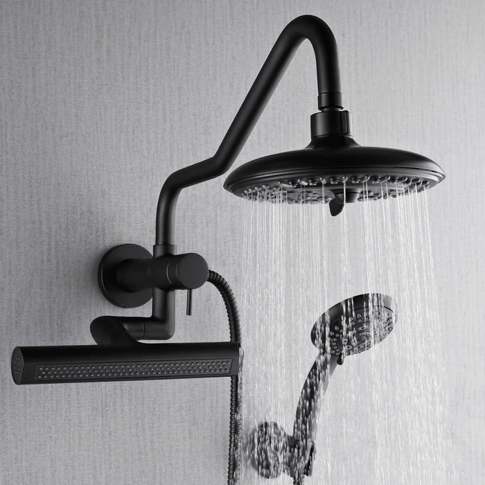Forno Acqua Fall Mini 8-Inch Overhead Rainfall Shower with 2.5 GPM Flow Rate, Handheld, Body Jets in Matte Black Finish (SMW2BK-C2)