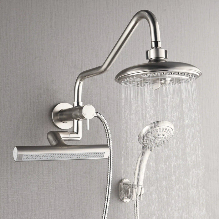 Forno Acqua Fall Mini 8-Inch Overhead Rainfall Shower with 1.8 GPM Flow Rate, Handheld, Body Jets in Brushed Nickel (SMW2BN-C8)