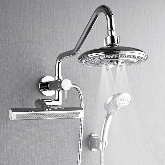 Forno Acqua Fall Mini 8-Inch Overhead Rainfall Shower with 1.8 GPM Flow Rate, Handheld, Body Jets in Polished Stainless Steel (SMW2CP-C8)