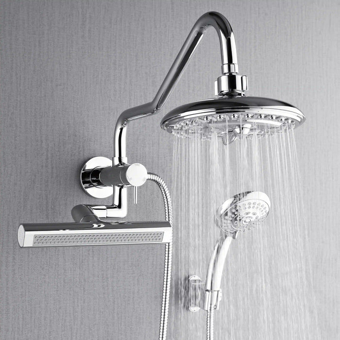 Forno Acqua Fall Mini 8-Inch Overhead Rainfall Shower with 2.5 GPM Flow Rate, Handheld, Body Jets in Polished Stainless Steel (SMW2CP-C2)