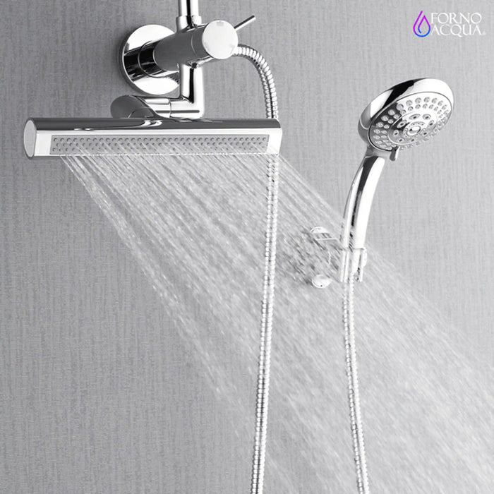 Forno Acqua Fall Mini 8-Inch Overhead Rainfall Shower with 2.5 GPM Flow Rate, Handheld, Body Jets in Polished Stainless Steel (SMW2CP-C2)