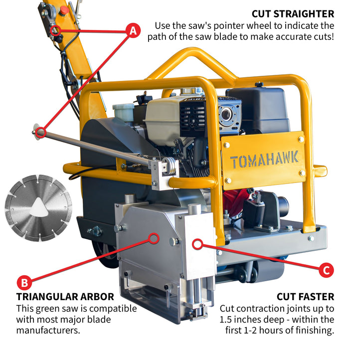 Tomahawk Power 10" Early Entry Green Concrete Saw with 13 HP Honda GX390 Engine - Product Image 6