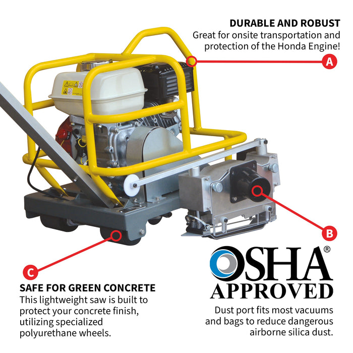 Tomahawk Power 6" Early Entry Green Concrete Saw with 3.5 HP Honda GX120 Engine - Product Image 7