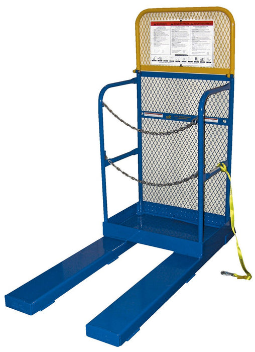 Vestil SP-175 Steel Stock Picker Work Platform 60 in. Expanded Metal Back Height 4,000 lb. Capacity Blue / Yellow