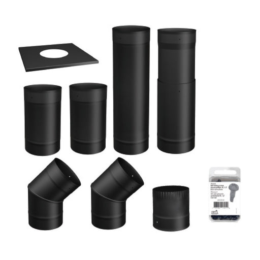 Drolet 6" Black Single Wall Stove Pipe Kit - To the Wall SP00360