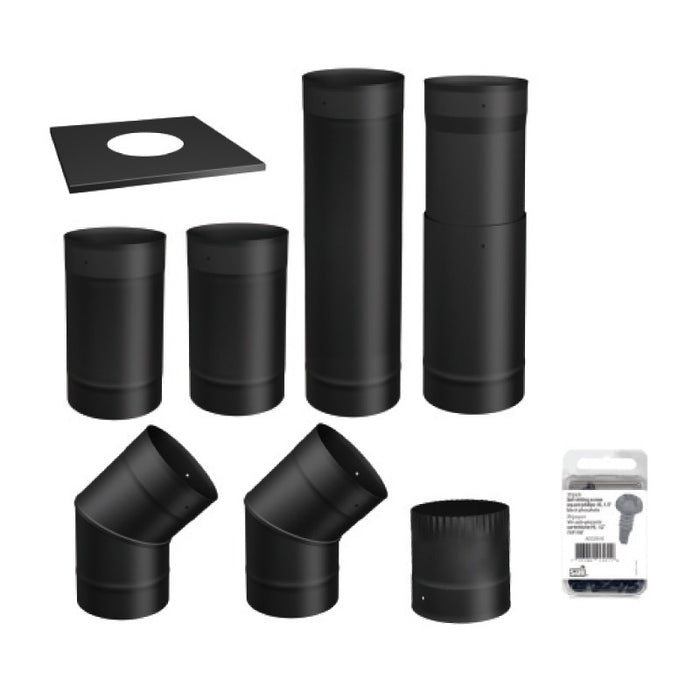 Drolet 6" Black Single Wall Stove Pipe Kit - To the Wall SP00360