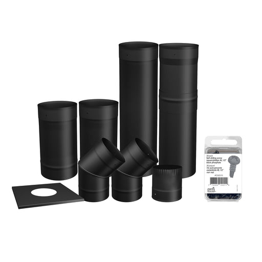 Drolet 6" Black Single Wall Stove Pipe Kit - To the Wall SP00360 – view 2