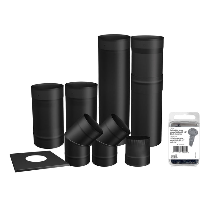 Drolet 6" Black Single Wall Stove Pipe Kit - To the Wall SP00360 – view 2
