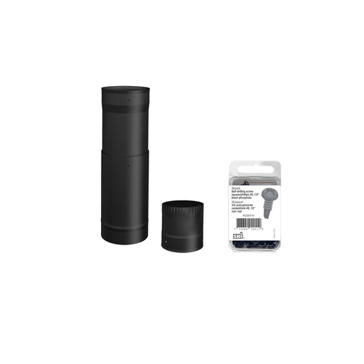 Drolet 6" Black Single Wall Stove Pipe Kit - To the Ceiling SP00370