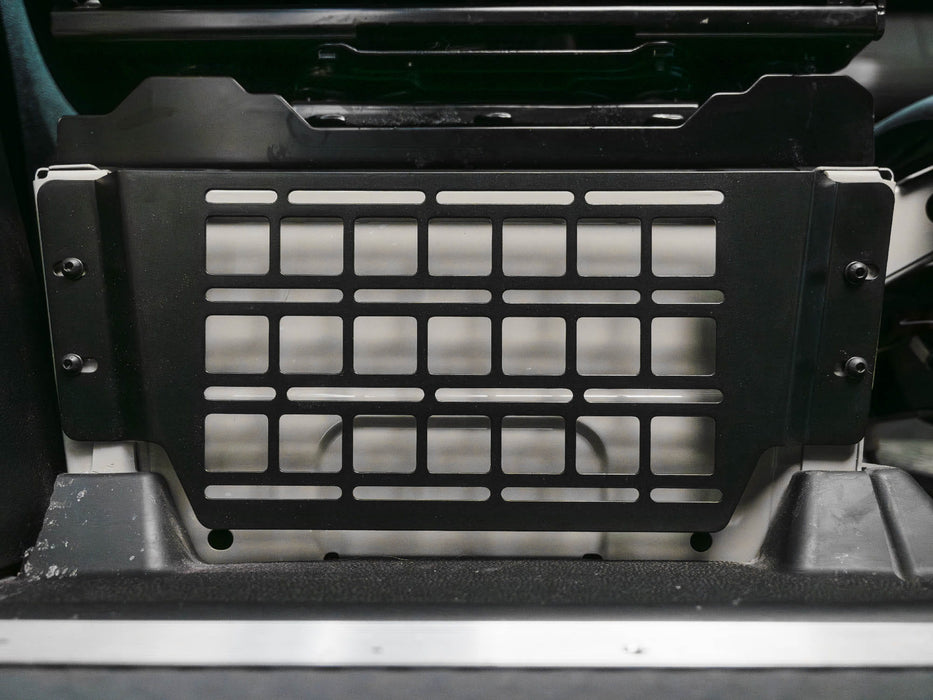 Flatline Van Co. 2019-2026 Mercedes-Benz Sprinter Van Seat Base Molle Panel – installed on vehicle, image 6 of 7