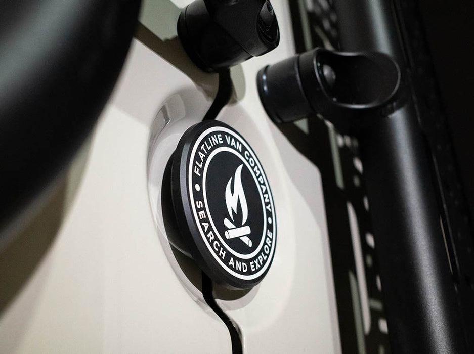Flatline Van Co. 2007-2026 Mercedes-Benz FVC Sprinter Rear Door Emblem – installed on vehicle, image 3 of 6