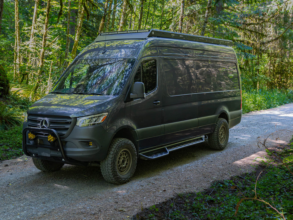 Flatline Van Co. 2007-2026 Mercedes-Benz Sprinter Van Aluminum Side Steps – installed on vehicle, image 8 of 13