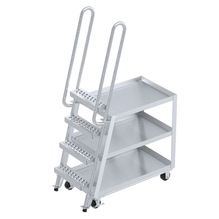 Vestil SPA-HD-2240 Aluminum High Duty Stock Picker Truck with Steel Ladder 22 In x 40 In 500 lb. Capacity
