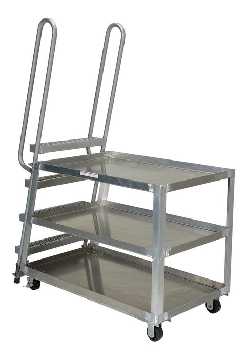 Vestil SPA-HD-2852 Aluminum High Duty Stock Picker Truck with Steel Ladder 56 In x 27-7/8 In x 73-5/16 In 500 lb. Capacity