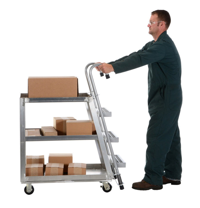 Vestil SPA3-2236 aluminum stock picker with steel ladder - view 4