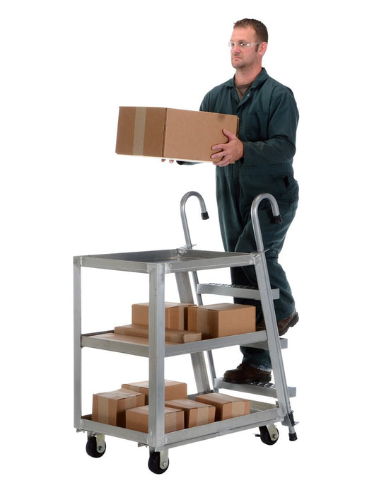 Vestil SPA3-2236 aluminum stock picker with steel ladder - view 5
