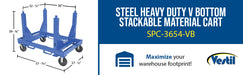 Vestil SPC-3654-VB steel heavy duty v bottom stackable material cart feature overview 3