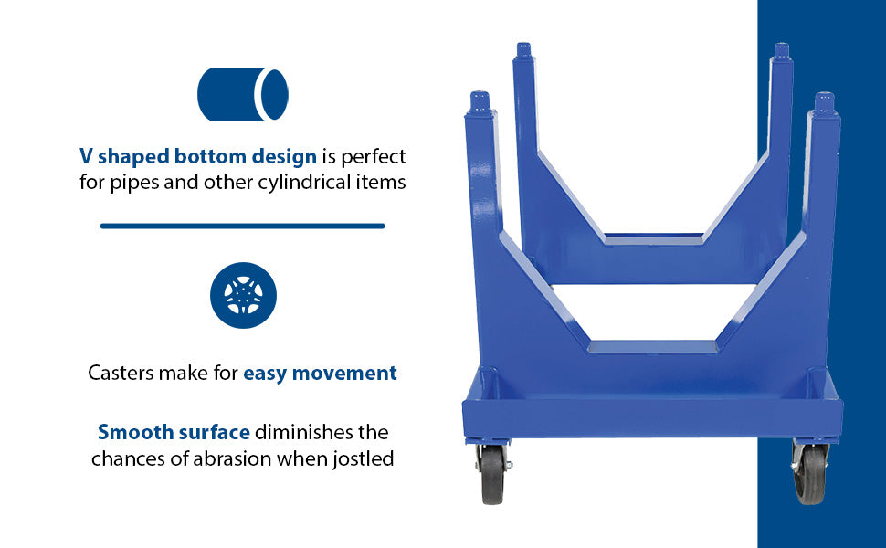 Vestil SPC-3654-VB steel heavy duty v bottom stackable material cart feature overview 2