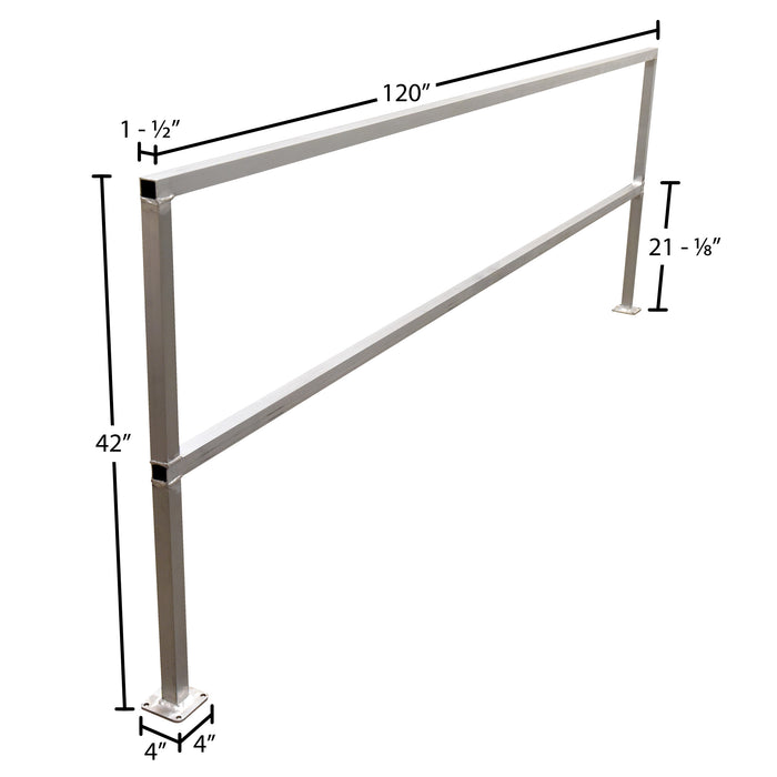 Vestil SQ-A-120 aluminum safety handrail dimensions diagram