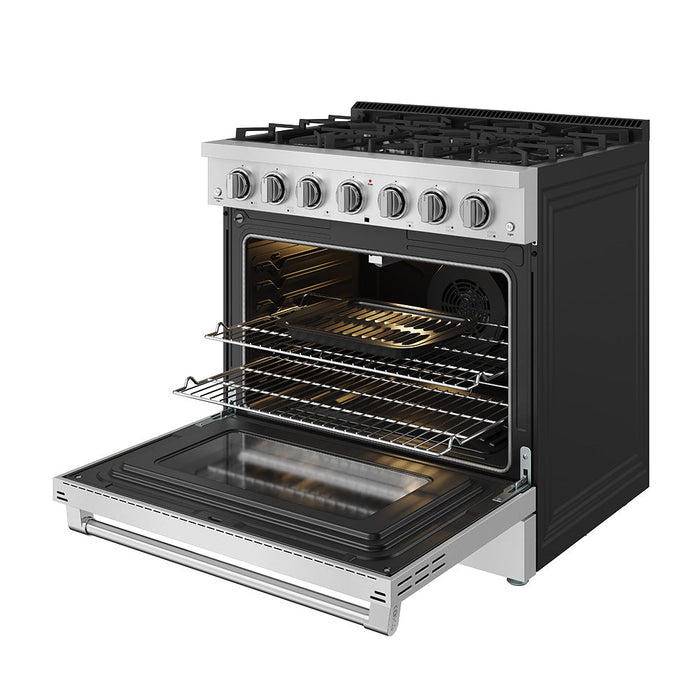 Thor Kitchen 36-Inch S Series Gas Range (SRG3601) – right open