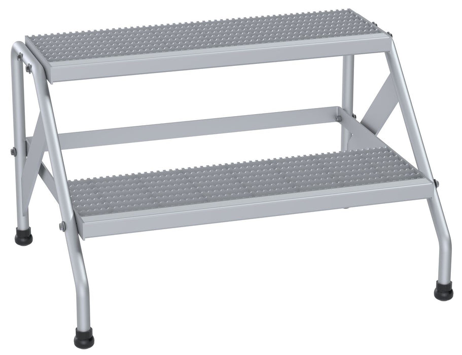 Vestil SSA-2W-KD Aluminum 2 Step Knock Down Wide Stand 500 lb. Capacity Silver