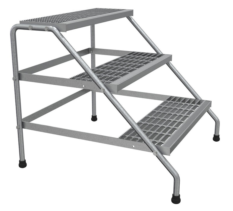Vestil SSA-3W-KD Aluminum 3 Step Knock Down Wide Stand 500 lb. Capacity Silver