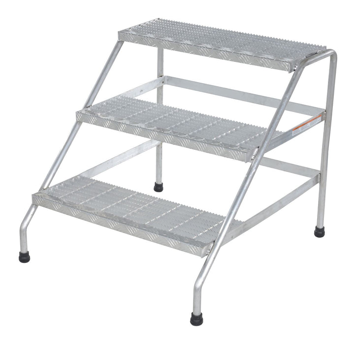 Vestil SSA-3W Aluminum 3 Step Wide Stand 500 lb. Capacity Silver