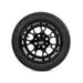 SS Wheels Alpha 12x7 Gloss Black & Gladiator Golf A/P Tire Combo golf cart wheel and tire