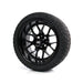 SS Wheels Alpha 14x7 Gloss Black & X Comp A/T Tire Combo golf cart wheel and tire