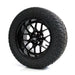 SS Wheels Alpha 14x7 Gloss Black & X Comp A/T Tire Combo golf cart wheel and tire – view 4