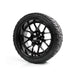 SS Wheels Alpha 14x7 Gloss Black & X Comp X/T Tire Combo golf cart wheel and tire