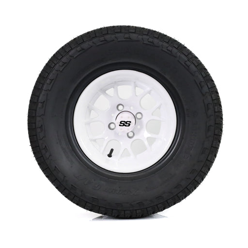 SS Wheels Alpha 12x7 Gloss White & X Comp A/T Tire Combo golf cart wheel and tire – view 2