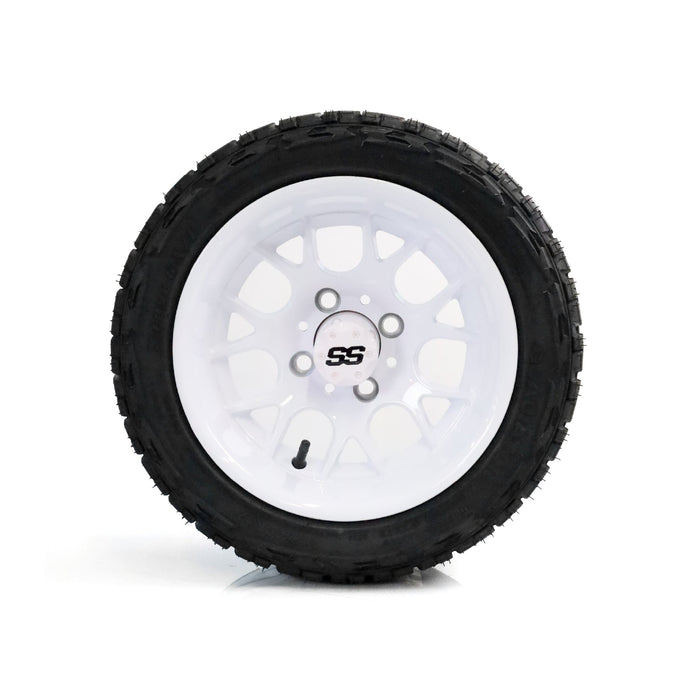 SS Wheels Alpha 12x7 Gloss White & X Comp X/T Tire Combo golf cart wheel and tire – view 7