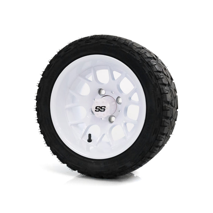 SS Wheels Alpha 12x7 Gloss White & X Comp X/T Tire Combo golf cart wheel and tire – view 6