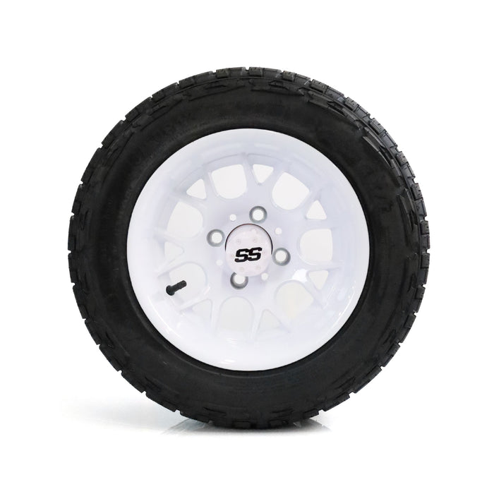 SS Wheels Alpha 12x7 Gloss White & X Comp X/T Tire Combo golf cart wheel and tire – view 9