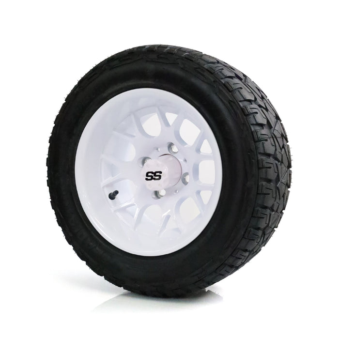 SS Wheels Alpha 12x7 Gloss White & X Comp X/T Tire Combo golf cart wheel and tire – view 8